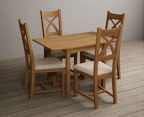 Extending York 70cm Solid Oak Dining Table With X Back Chairs Oak