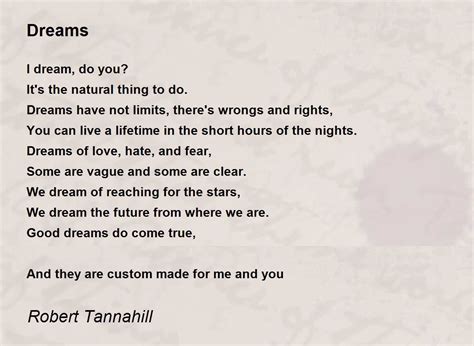 Dreams Dreams Poem By Robert Tannahill