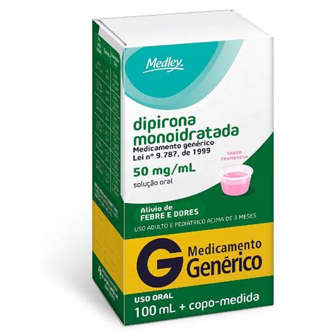 Dipirona Sódica 50mg Ml 100ml Medley Genérico L PanVel Farmácias