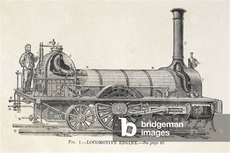 Image of Diagram of a steam locomotive engine with driver.