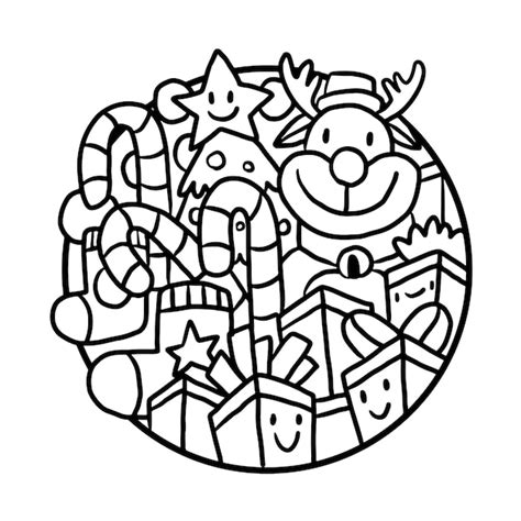 Premium Vector Christmas Cute Doodle Coloring Page