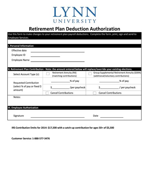 Fillable Online Retirement Plan Deduction Authorization Fax Email Print