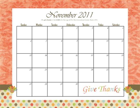 Free November Printable Calendar