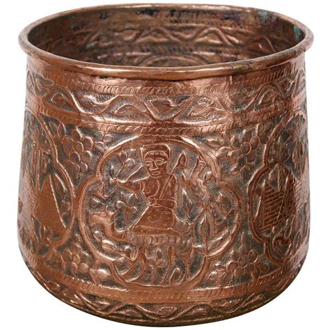 Indian 1960 S Engraved Brass Jardiniere Planter At 1stdibs Indian Brass Planter Indian