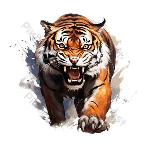 Ferocious Tiger On A Transparent Background PNG Images PSD Free