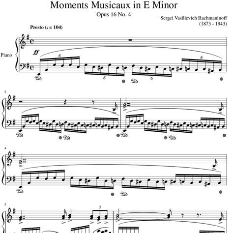 Sergei Rachmaninoff Moments Musicaux Opus No In E Minor