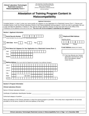 Fillable Online Op Nysed Histocompatibility Form Op Nysed Fax Email