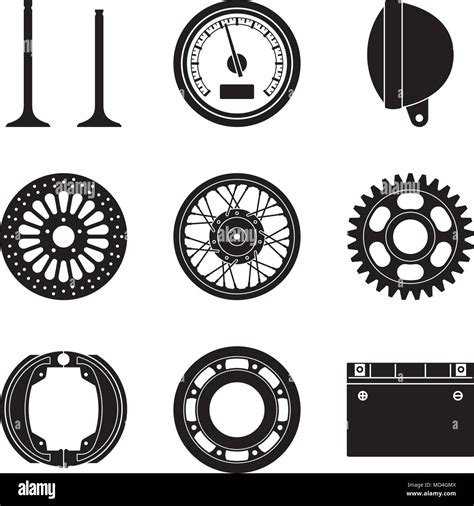 Motorcycle parts and accessories. Silhouette vector Stock Vector Image & Art - Alamy