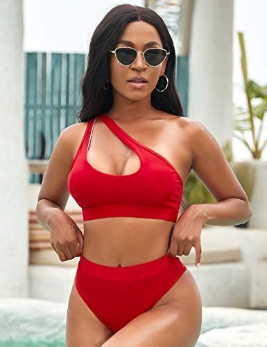 NAFLEAP One Shoulder Cutout Bikini Set For Women High Waisted Bottom