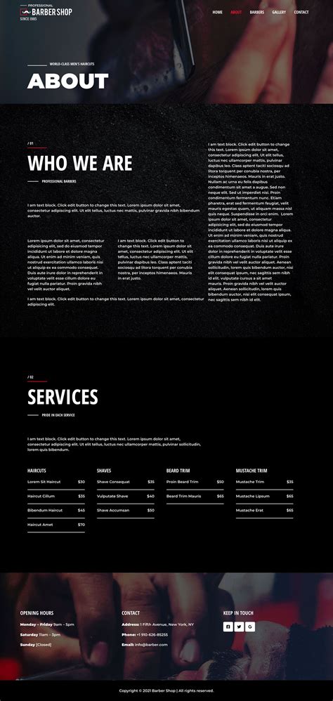 Barber Shop – Upmarket website template for barber shops
