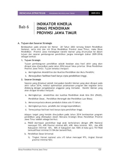 Pdf Rencana Startegis Pendidikan Provinsi Jawa Timurdindik Jatimprov