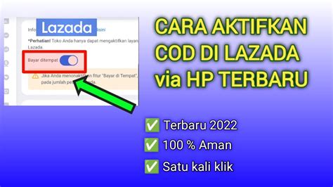 Cara Mengaktifkan Cod Di Lazada Lewat Hp Youtube