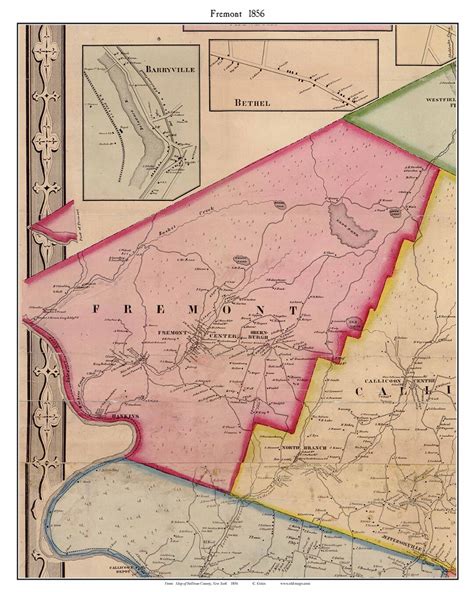 Fremont 1856 Old Town Map With Homeowner Names New York Reprint Genealogy Sullivan County Ny Tm