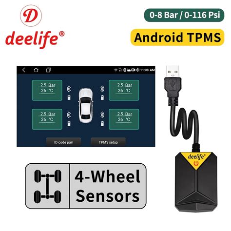 Deelife Android Tpms For Car Radio Dvd Player Tire Pressure Monitoring System Spare Tyre