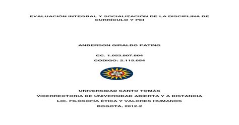 EVALUACIÓN INTEGRAL Y SOCIALIZACIÓN DE LA DISCIPLINA DE CURRÍCULO Y PEI