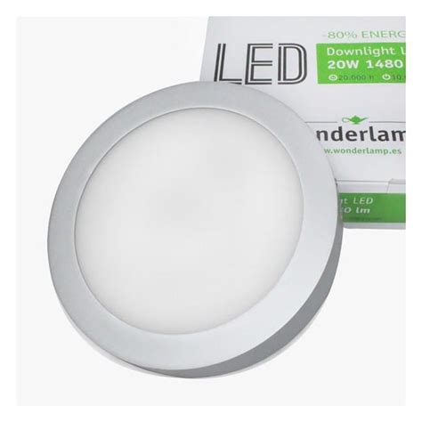 Downlight Led Redondo Gris Lm W Superficie Wonderlamp