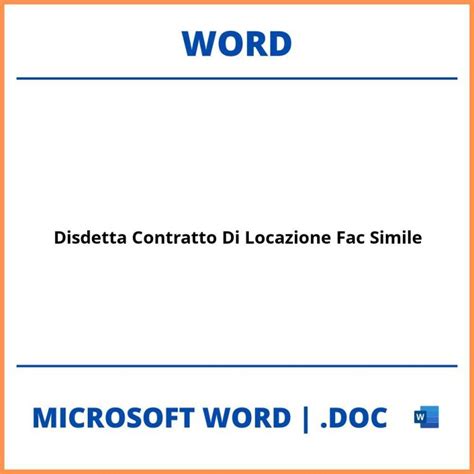 Lettera Disdetta Affitto Word