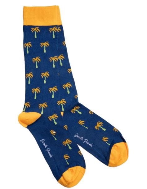 Swole Panda Palm Trees Bamboo Socks Blue Accessories From Fields