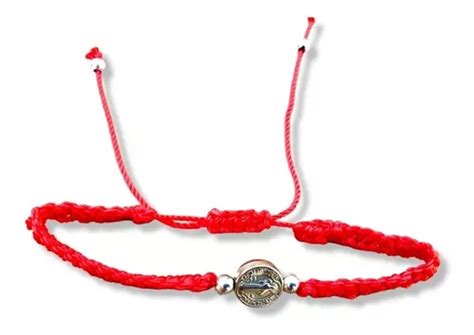 Pulsera Hilo Rojo San Benito Bordada Protección Buena Suerte Meses