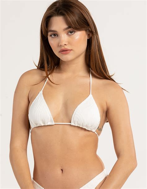 RSQ Textured Triangle Bikini Top WHITE Tillys