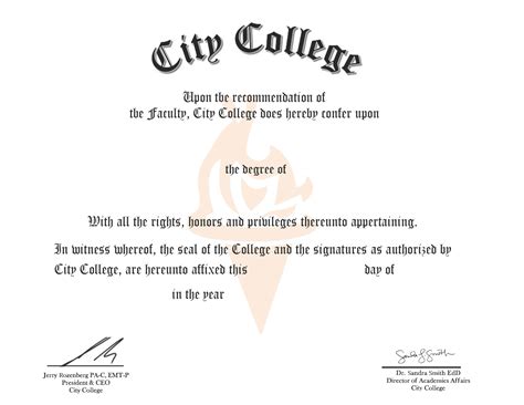 City College Degree Certificates City College Accredible