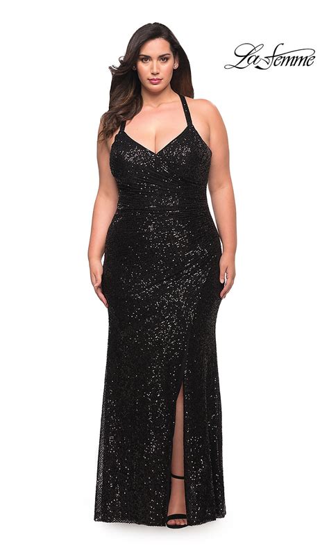 Long La Femme Sequin Plus Size Prom Dress Promgirl