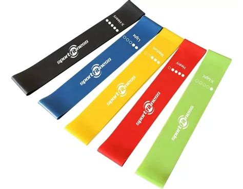 Bandas Planas Set X 5 Sportfitness Elásticas Cerradas Gym Color Verde