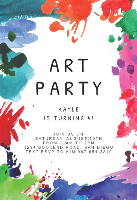 Free Art Party Invitation Templates