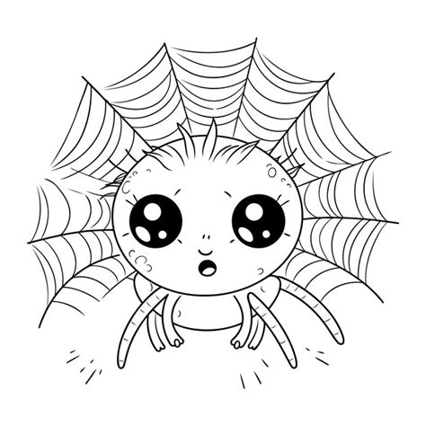 Aranha fofa teia de aranha design de ilustração vetorial de