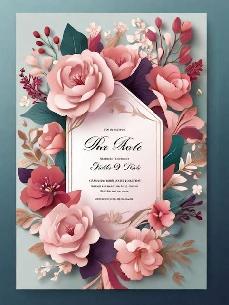 Plantilla De Tarjeta De Invitación De Boda Floral Y Lujosa Foto Premium