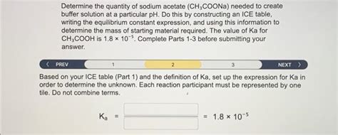 Solved Determine The Quantity Of Sodium Acetate Ch Coona Chegg