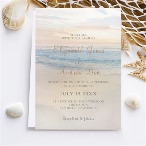 Beach Seaside Sunset Wedding Invitation Zazzle