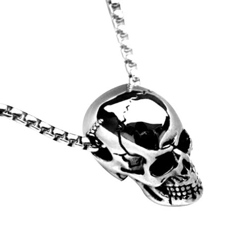 Akoada Retro Gothic Stainless Steel Skull Pendant Necklace Punk Mens Titanium Steel Necklace