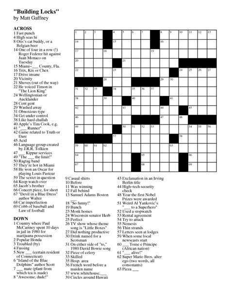 Printable Medium Crossword Puzzles