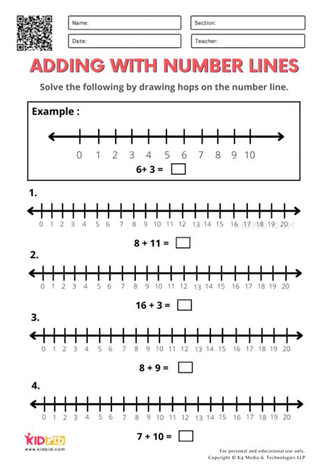 Number Line Addition Printable Worksheets For Grade Kidpid