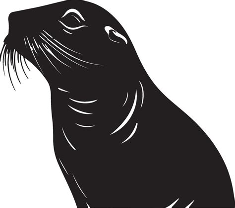 Sea Lion Silhouette Illustration White Background 45346068 Vector Art ...