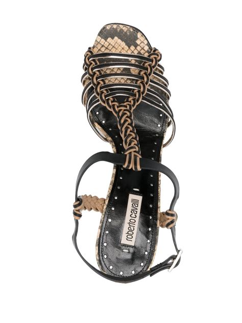 Roberto Cavalli Snakeskin Print Multi Strap Sandals Farfetch