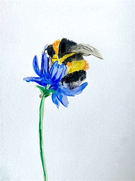 Bumble Bee Watercolour Painting Etsy