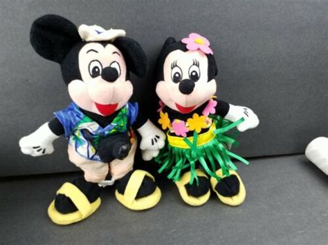 Disney Tourist Mickey And Hula Minnie Bean Bag Plush Toys Set Of 2 Epc Ebay