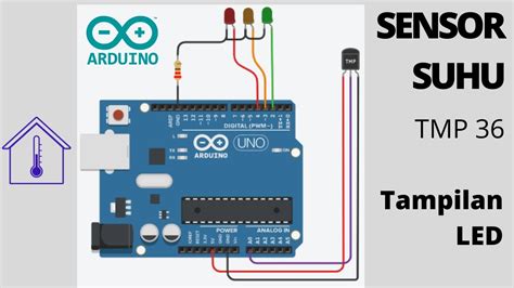 Simulasi Tinkercad Arduino Sensor Suhu Tmp Tampilan Led Youtube