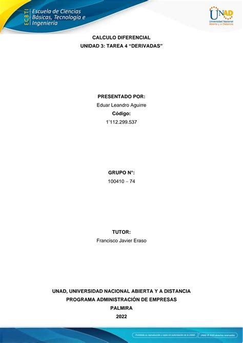 Solution Calculo Diferencial Derivadas Eduar Leandro Aguirre Studypool