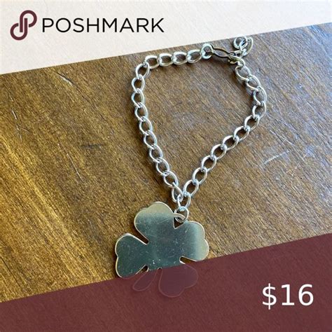 Vintage Irish Four Leaf Clover Oversized Silver Charm Bracelet