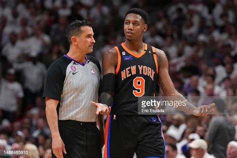 Rj Barrett Of The New York Knicks Talks With Referee Zach Zarba News