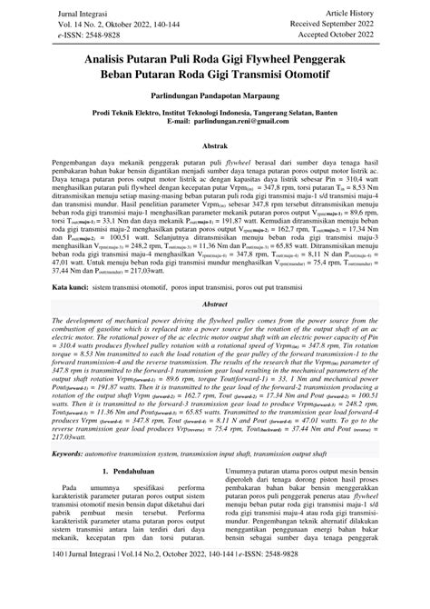 Pdf Analisis Putaran Puli Roda Gigi Flywheel Penggerak Beban Putaran