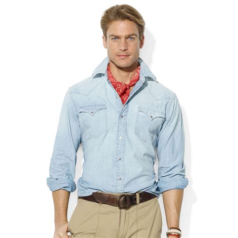 Ralph Lauren Polo Wild West Chambray Shirt In Blue For Men Lyst