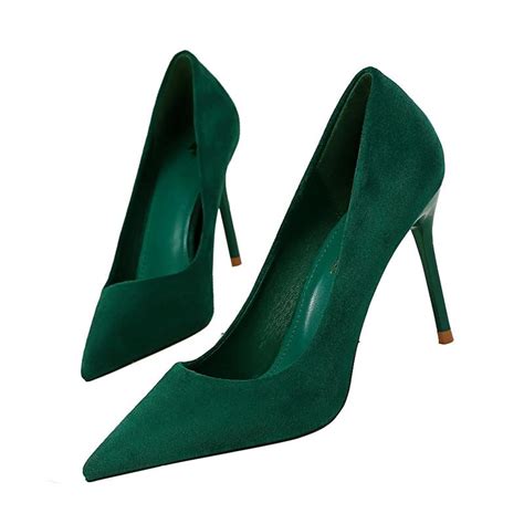 Cheap Classic Flock Thin Heeled Women Pumps Elegant Pointed Toe High