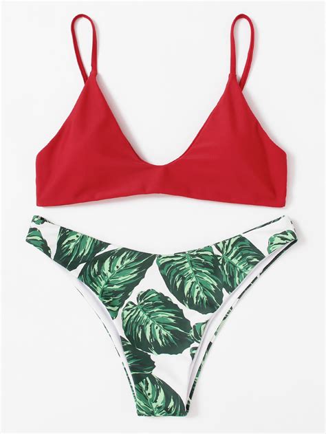 Shop Jungle Print Mix And Match Bikini Set Online SheIn Offers Jungle