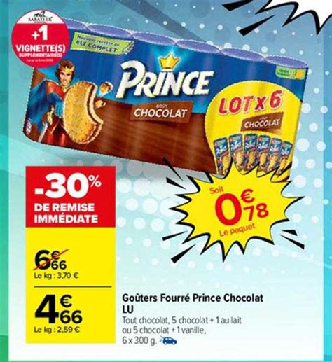 Promo Go Ters Fourr Prince Chocolat Lu Chez Carrefour Market