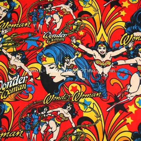 Cr4106 1 Yard Cotton Woven Fabric Dc Comics Superhero Wonder Woman Red