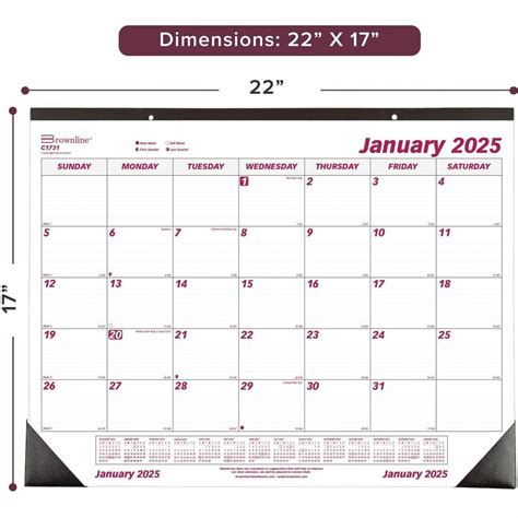 Redc Brownline Monthly Desk Pad Calendar X White Burgundy